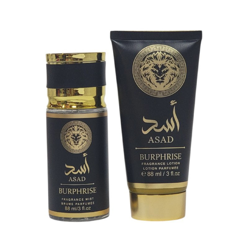 SET MINI ASAD BURPHRISE SPLASH 88ML, BODY LOTION 88ML (H) (AROMA SIMILAR LATTAFA ASAD)