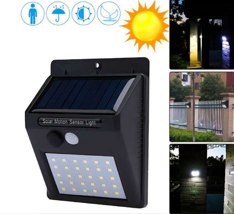 LUZ LED, SOLAR, LAMPARA DE PARED CON ENERGIA SOLAR, SENSOR DE MOVIMIENTO, GRAN ANGULO Y DISTANCIA SOLAR POWERED LED WALL