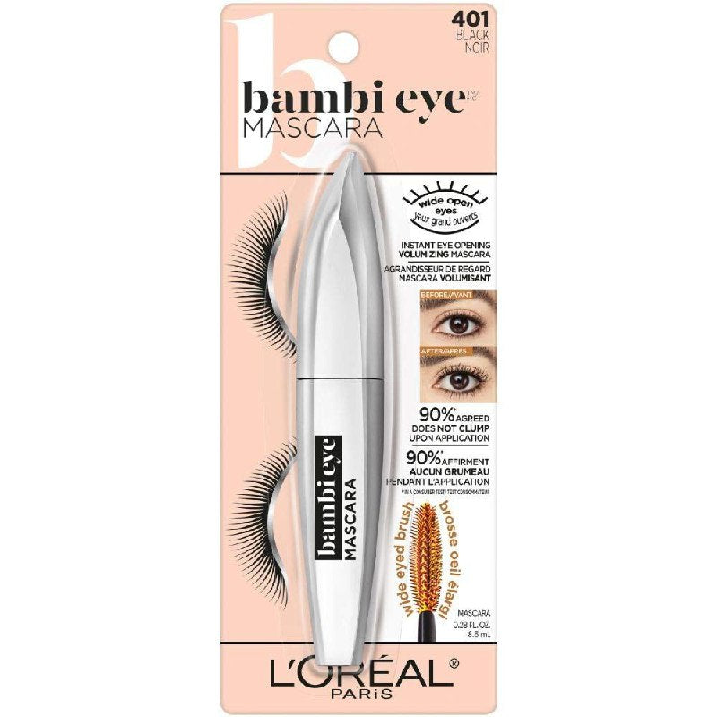 MASCARA PARA PESTAÑAS ABRE LOS OJOS AL INSTANTE RIZA DELICADAMENTE ORIGINAL LOREAL 401 BLACK NOIR PAIRS BAMBI EYE 8.5ML