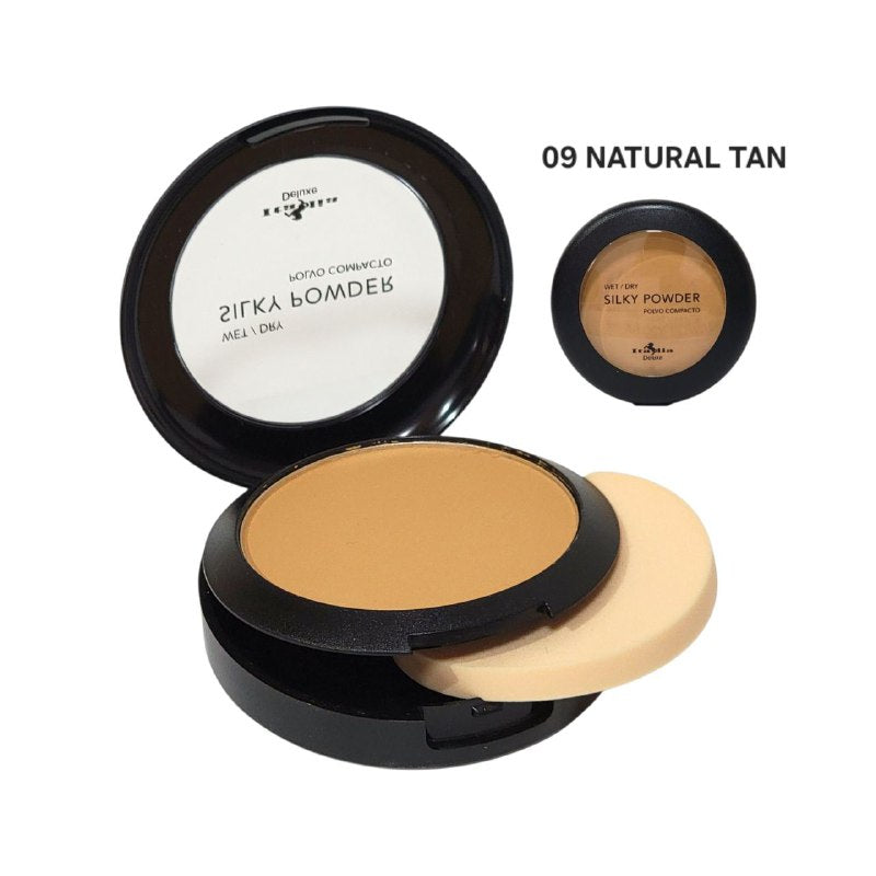 POLVO COMPACTO LIGERO, COBERTURA LIGERA TONO 09 NATURAL TAN ITALIA DELUXE WET/DRY SILKY POWDER 8G