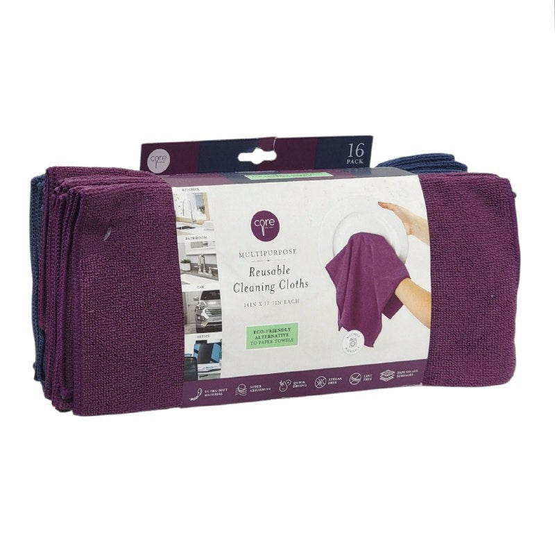 TRAPO DE MICROFIBRA MULTIUSOS EN PAQUETE DE 16 PIEZAS CORE 35X45CM