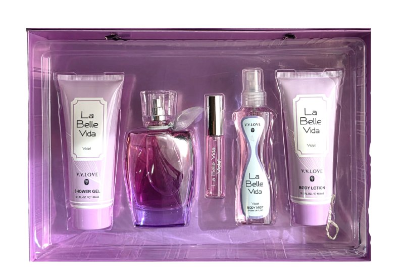 SET VV LOVE LA BELLE VIDA VIOLET EDP 100ML, EDP 10ML, BODY LOTION 150ML, SHOWER GEL 150ML, SPLASH 100ML (M)