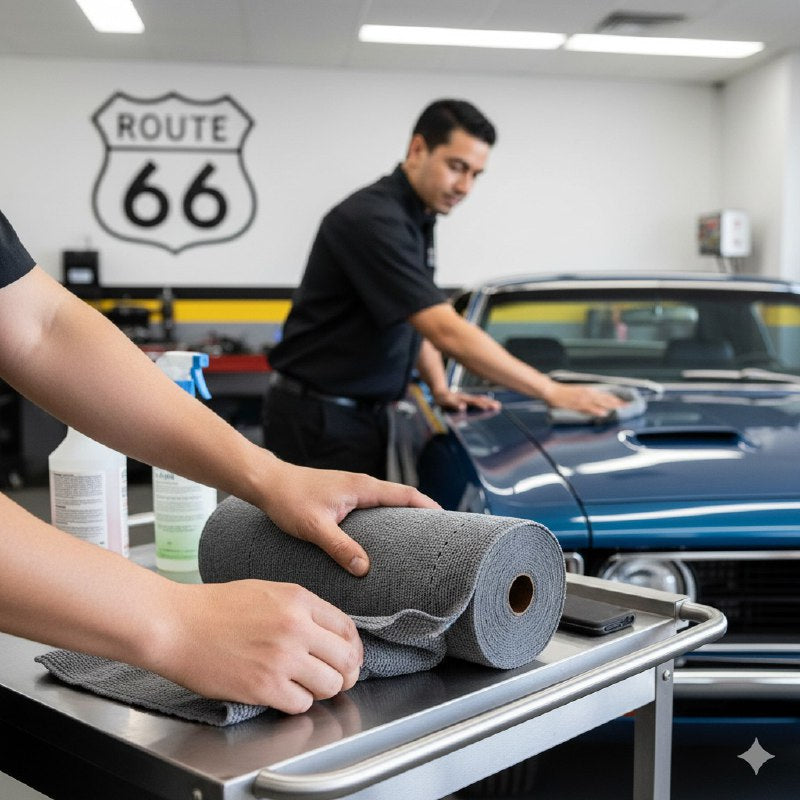 TRAPO DE MICROFIBRA MULTIUSOS EN PAQUETE DE 50 PIEZAS ROUTE 66 28X28CM