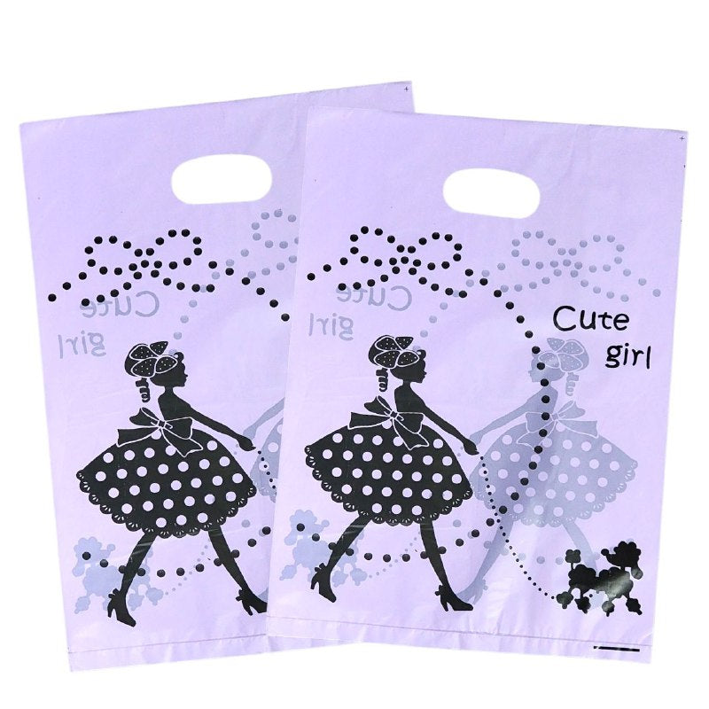 BOLSA DE REGALO PLASTICA MEDIANA 25X35CM, PAQUETE 100UND