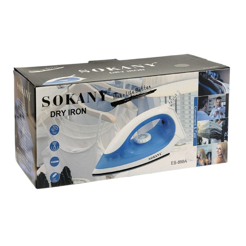 MAQUINA PLANCHA DE ROPA SECA CON POTENCIA OPTIMA DE 1000W, PARA PLANCHADO EN SECO Y CONTROL DE TEMPERATURA AJUSTABLE SOKANY ES-898A