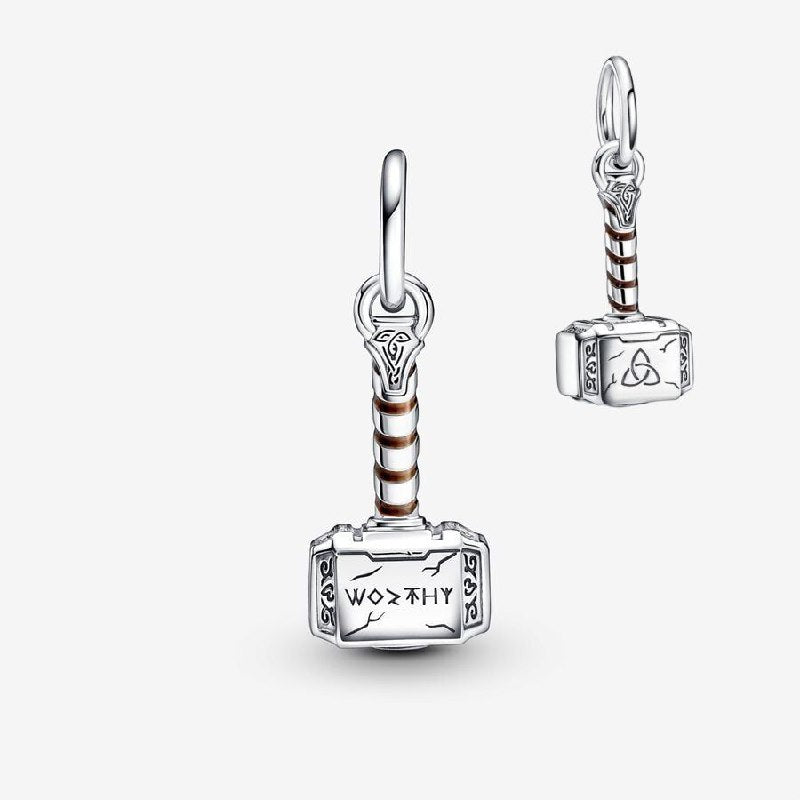 PCHARM2859 FORMA MARTILLO DE THOR PANDORA PLATA 9.25