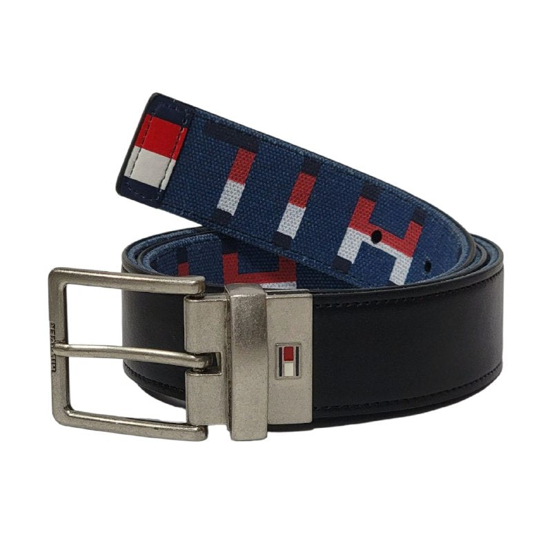 FAJA ORIGINAL TOMMY HILFIGER REVERSIBLE PARA CABALLERO COLOR NEGRO Y AZUL JEAN TALLA S 30-32