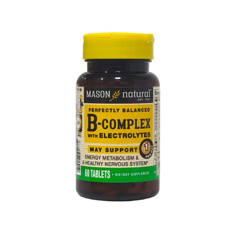 VITAMINAS EN TABLETAS DE COMPLEJO B PARA EL METABOLISMO Y SISTEMA NERVIOSO SALUDABLE MASON 60UND