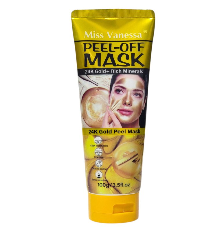 MASCARILLA FACIAL EXFOLIANTE CON ORO 24K LIMPIA LOS PUNTOS NEGROS Y LA GRASA MISS VANESSA 100G