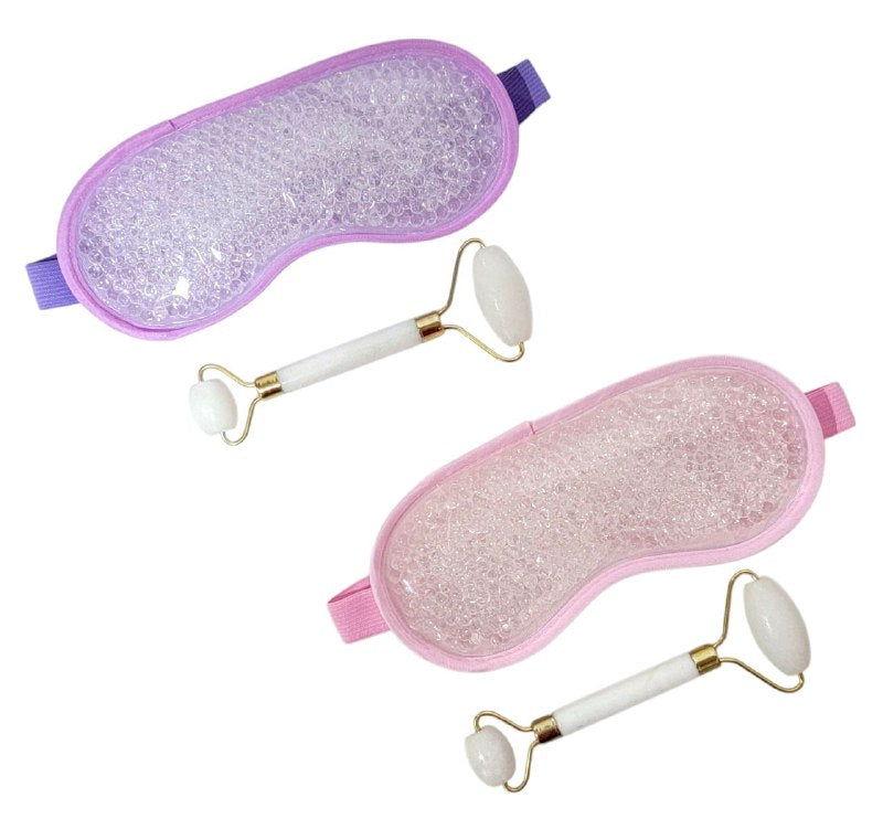 KIT FACIAL, MASCARILLA PARA OJOS Y RODILLO DE JADE, TERAPIA FRIO Y CALOR, CALMA Y ALIVIA LA HINCHAZON FACIAL 2 COLORES RUBY FACE