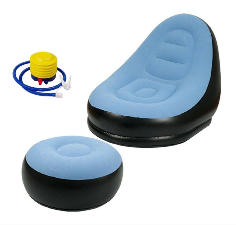 SOFA INFLABLE RECLINABLE, PARA EXTERIORES O INTERIORES CON REPOSAPIES Y BOMBA DE AIRE 3 COLORES SENYOUBAO