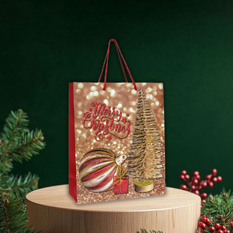 BOLSA DE REGALO NAVIDEÑA MEDIANA 32X26X10CM