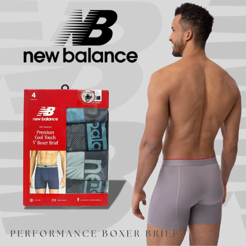 ROPA INTERIOR PARA CABALLERO NEW BALANCE PREMIUM COOL TOUCH 4 UNIDADES TALLA MEDIUM 32-34 (M)