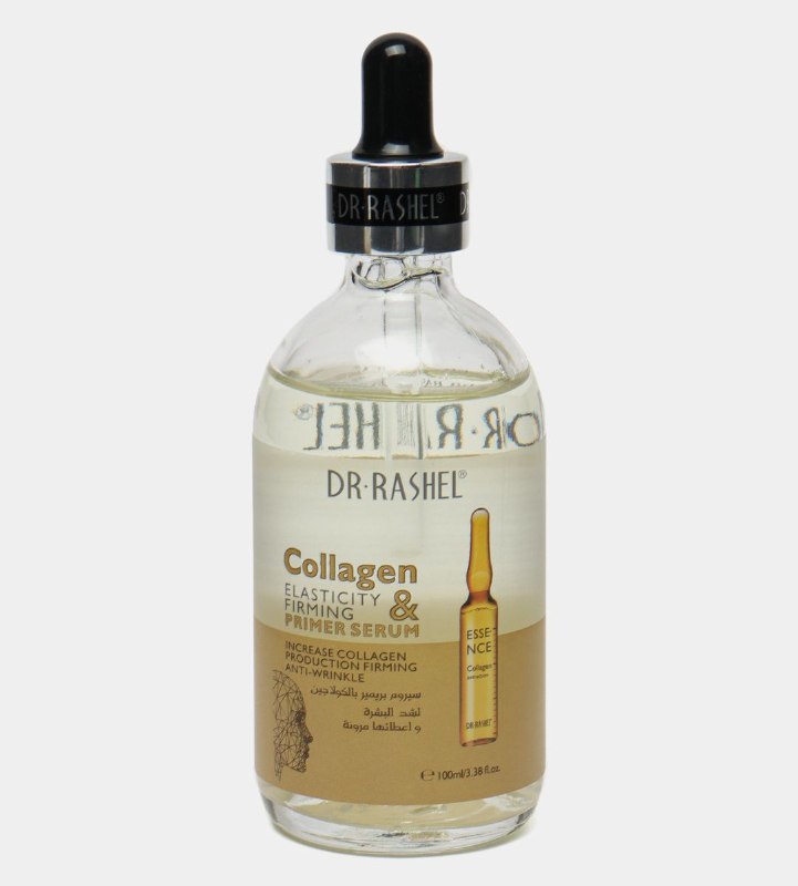 SUERO FACIAL DE COLAGENO, PREBASE REAFIRMANTE Y ELASTICIDAD, AUMENTA LA PRODUCCION DE COLAGENO, EFECTO ANTIARRUGAS PARA LA PIEL DR RASHEL 100ML