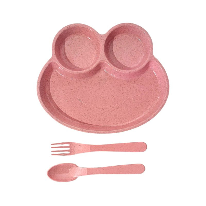 PLATO EN SET INFANTIL DE 4 DIVISIONES DE RANITA 3 COLORES