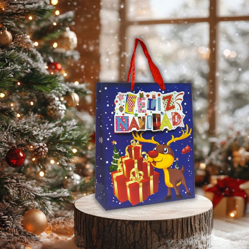 BOLSA DE REGALO NAVIDEÑA MEDIANA 26X32X10CM