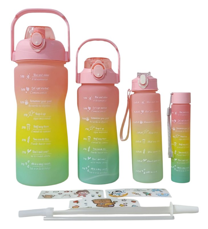 BOTES MOTIVACIONALES SET DE 4 PIEZAS, 3L/1600ML/900ML/500ML