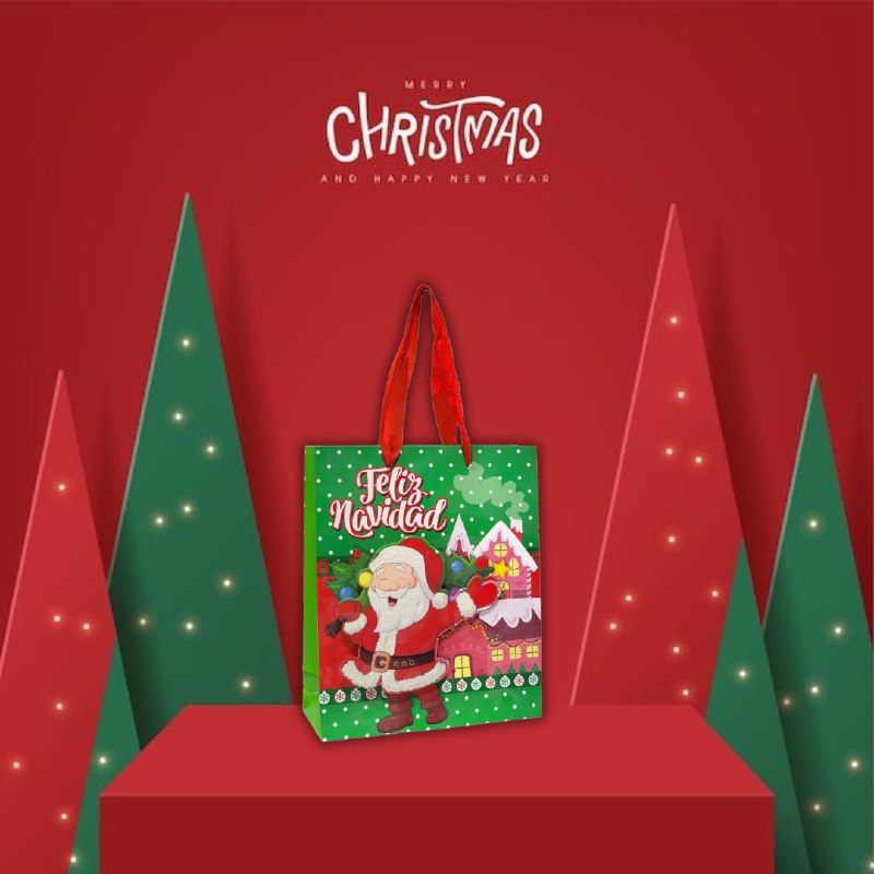 BOLSA DE REGALO NAVIDEÑA PEQUEÑA 19.5X23.5X8CM