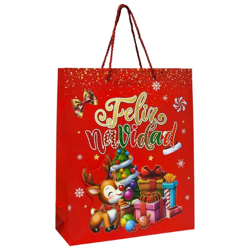 BOLSA DE REGALO NAVIDEÑA MEDIANA 32X26X10CM