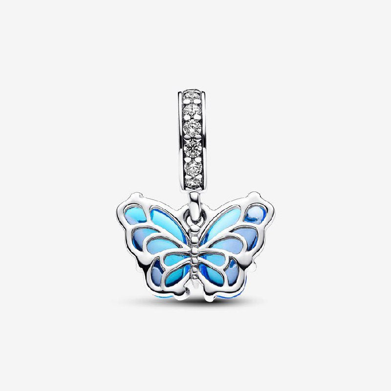 PCHARM4019 FORMA DE MARIPOSA AZUL PANDORA PLATA 9.25