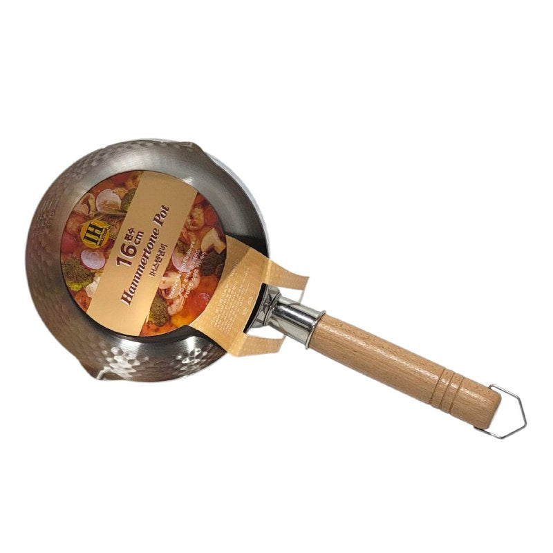 SARTEN JAPONES ANTIADHERENTE, CACEROLA SIN TAPA, MANGO DE MADERA CALIDO ANTIDESLIZANTE, DOBLE BOCA IH INDUCTION 16CM