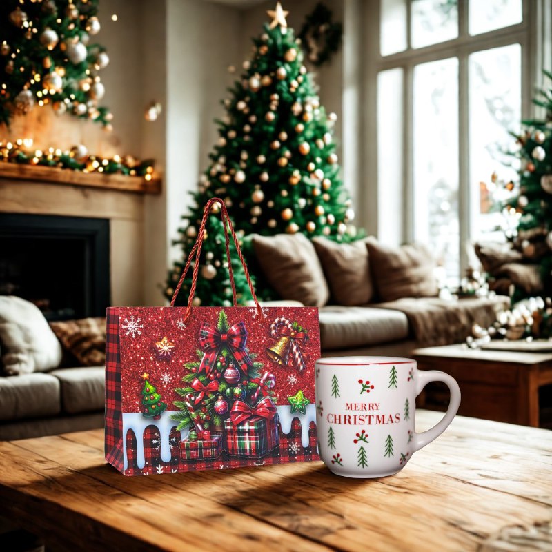 BOLSA DE REGALO NAVIDEÑA PEQUEÑA HORIZONTAL 24X18X10CM