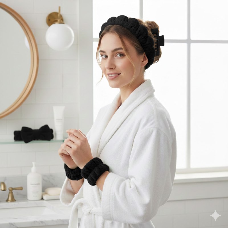 KIT DE CUIDADO FACIAL, GANCHO, DIADEMAS Y MUÑEQUERAS SKIN CARE, 5 COLORES