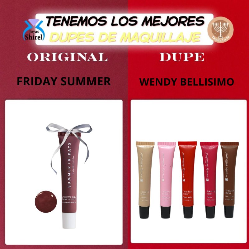 BRILLO LABIAL MANTEQUILLAS EN SET DE 5 PIEZAS DUPE DE FRIDAY SUMMER, QUE SELLAN LA HUMEDAD DEJANDOLOS SUAVES TODO EL DIA WENDY BELLISIMO 15MLX5