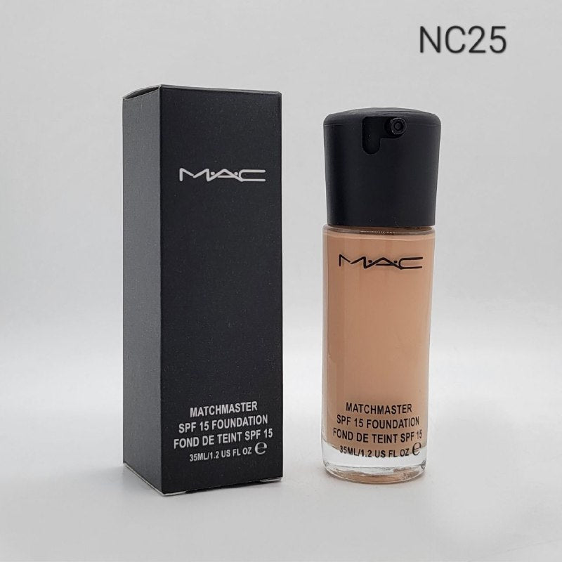 BASE LIQUIDA MATCHMASTER SPF 15 FOUNDATION, 3 TONOS MAC 35ML / PRECIO EN ROJO ES POR CAJA