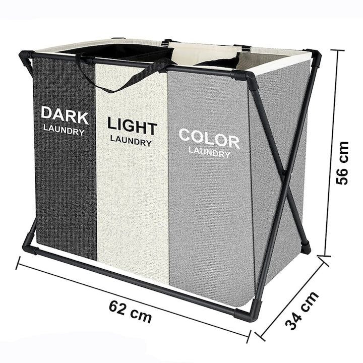 ORGANIZADOR DE ROPA DE LAVAR, CESTA DE LAVANDERIA DESMONTABLE DE 3 COMPARTIMIENTOS DETACHABLE LAUNDRY BASKET