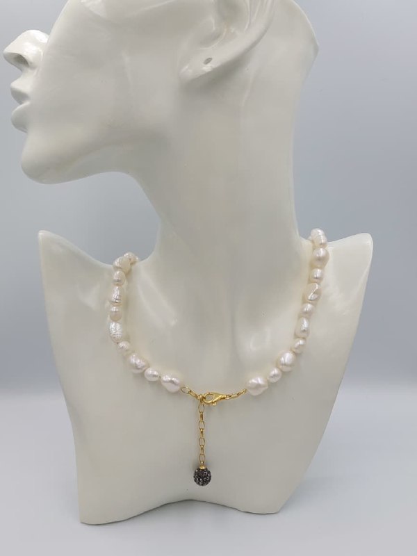 COLLAR DE JOYERIA ARTESANAL DE PLATA 9.25 DE PERLA DE RÍO ALECOLL004