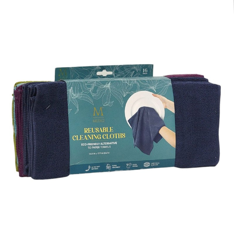 TRAPO DE MICROFIBRA MULTIUSOS EN PAQUETE DE 16 PIEZAS MEDICI 35.56CM X 43.43CM