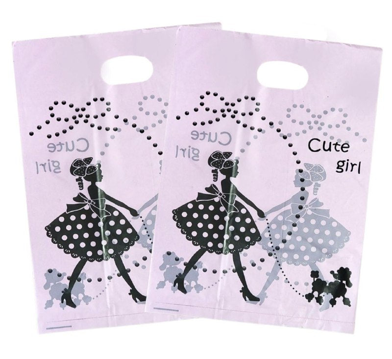 BOLSA DE REGALO PLASTICA MEDIANA 25X35CM, PAQUETE 100UND