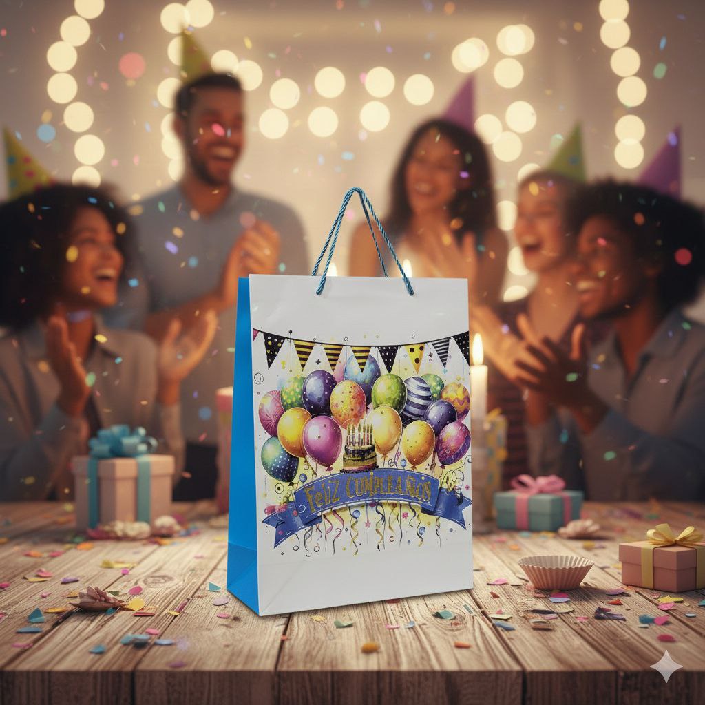 BOLSA DE REGALO PARA CUMPLEAÑOS GRANDE  30X40X12CM