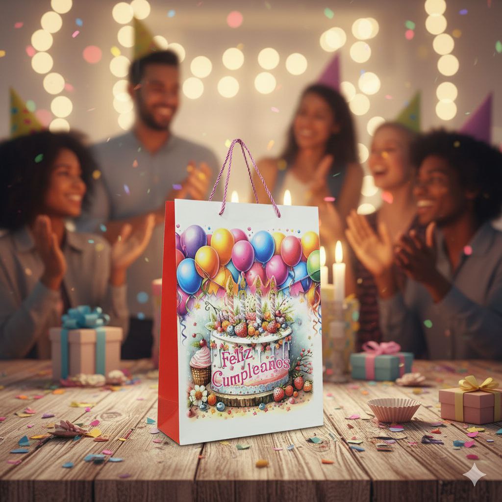 BOLSA DE REGALO PARA CUMPLEAÑOS GRANDE  30X40X12CM