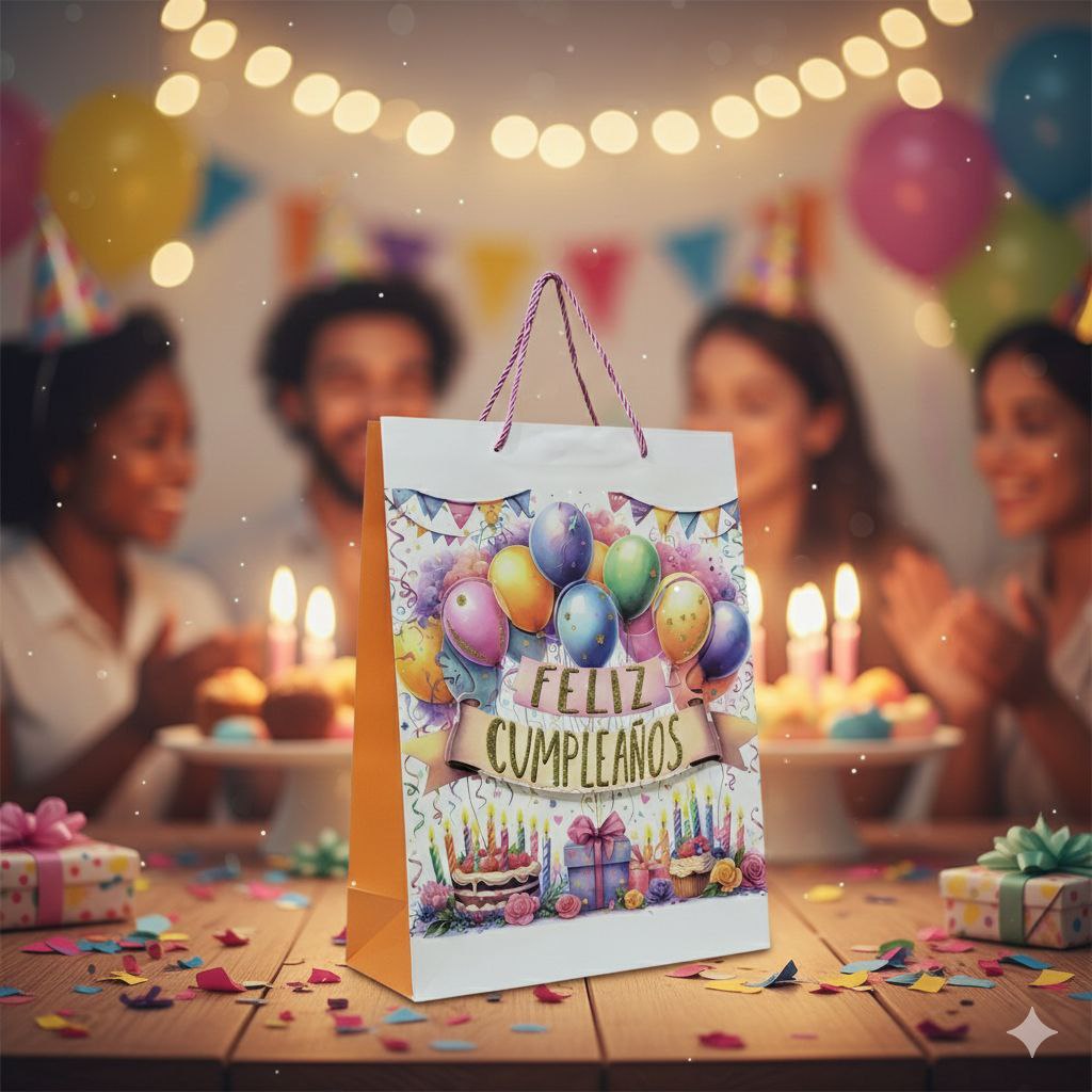 BOLSA DE REGALO PARA CUMPLEAÑOS GRANDE  30X40X12CM