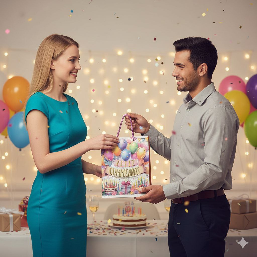 BOLSA DE REGALO PARA CUMPLEAÑOS MEDIANA 32X26X10CM