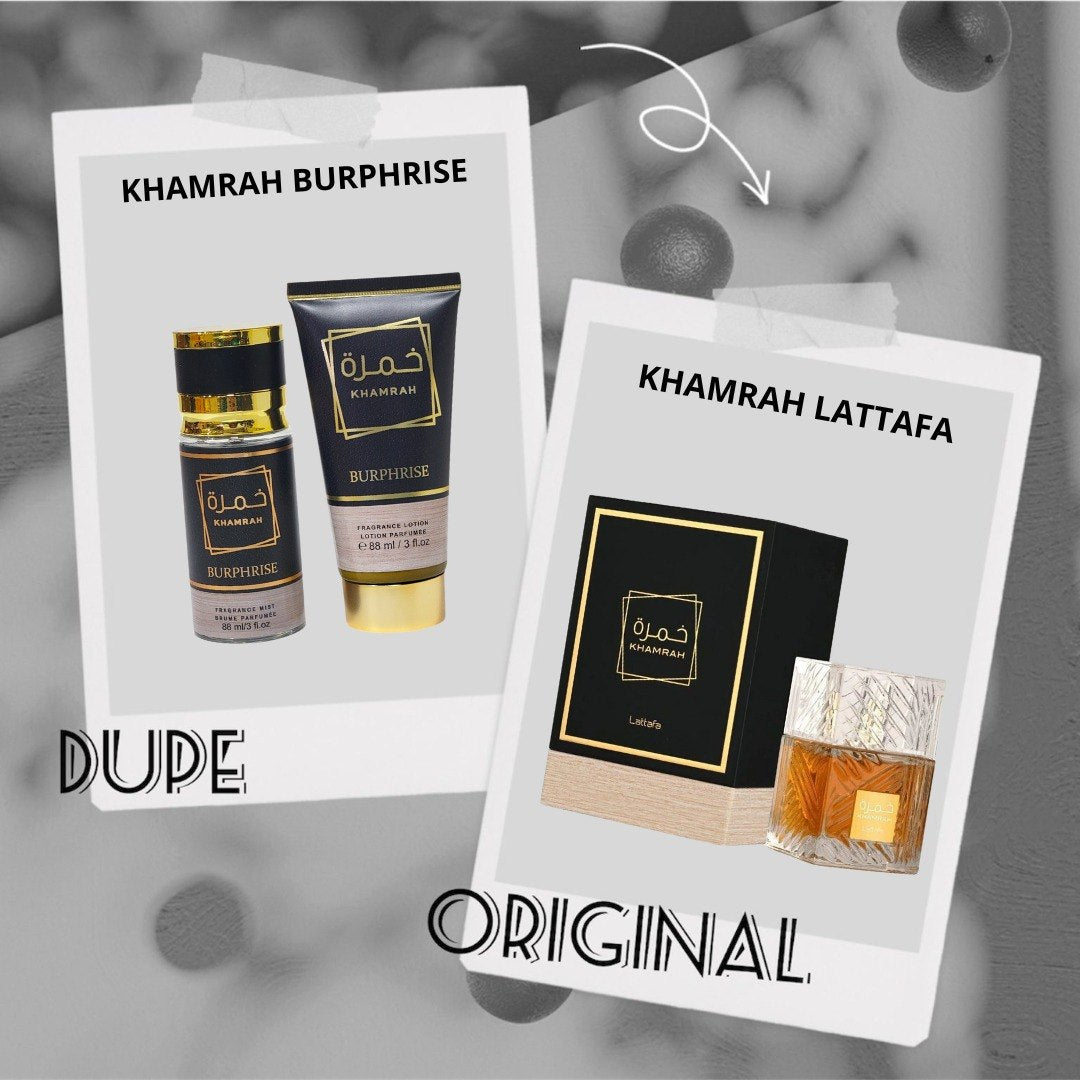 MINI SET KHAMRAH BURPHRISE SPLASH 88ML PERFUME 88ML (H) (AROMA SIMILAR A KHAMRAH LATTAFA)