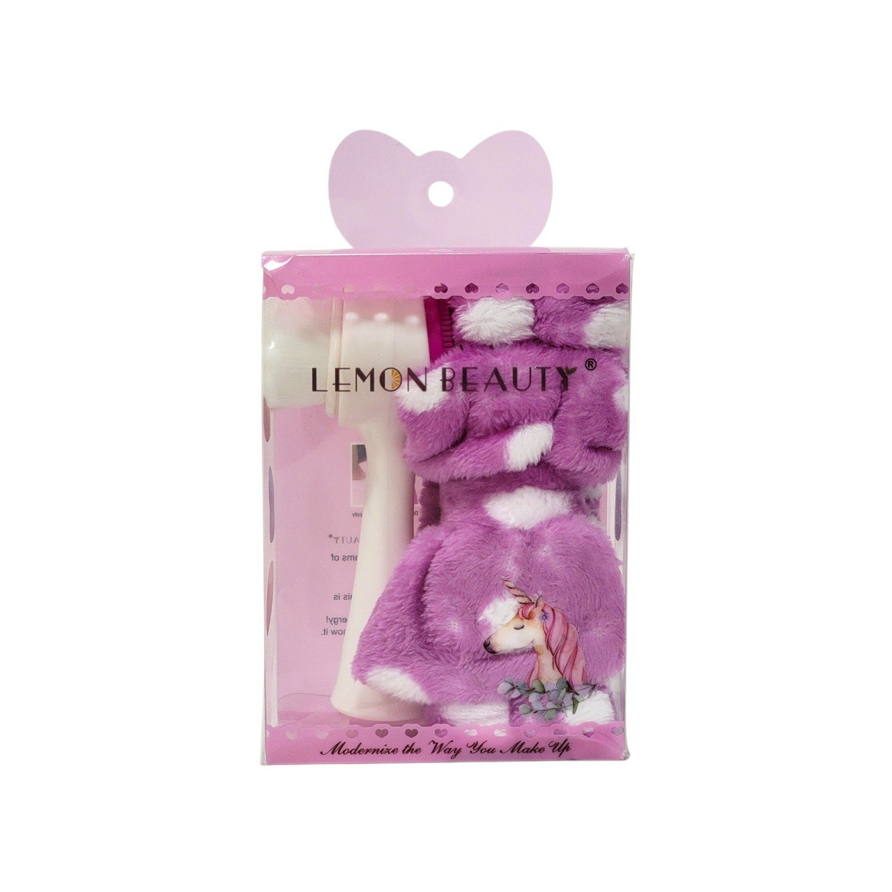 KIT DE CUIDADO FACIAL, DIADEMA ELASTICA Y CEPILLO PARA SKIN CARE LEMON BEAUTY