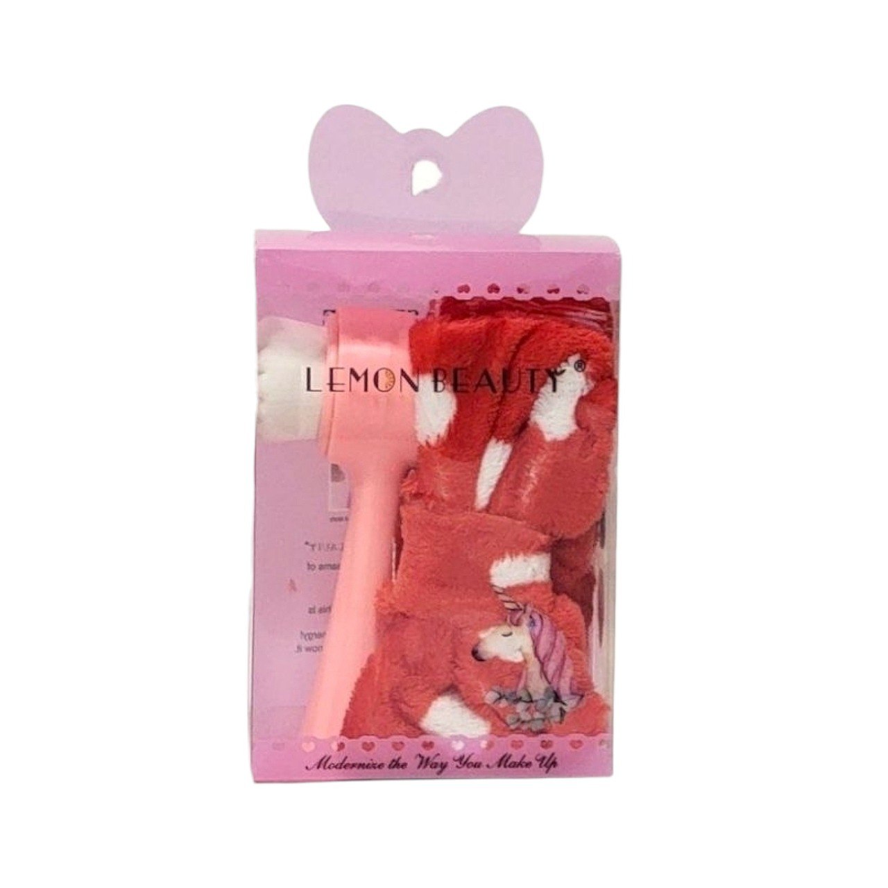 KIT DE CUIDADO FACIAL, DIADEMA ELASTICA Y CEPILLO PARA SKIN CARE LEMON BEAUTY