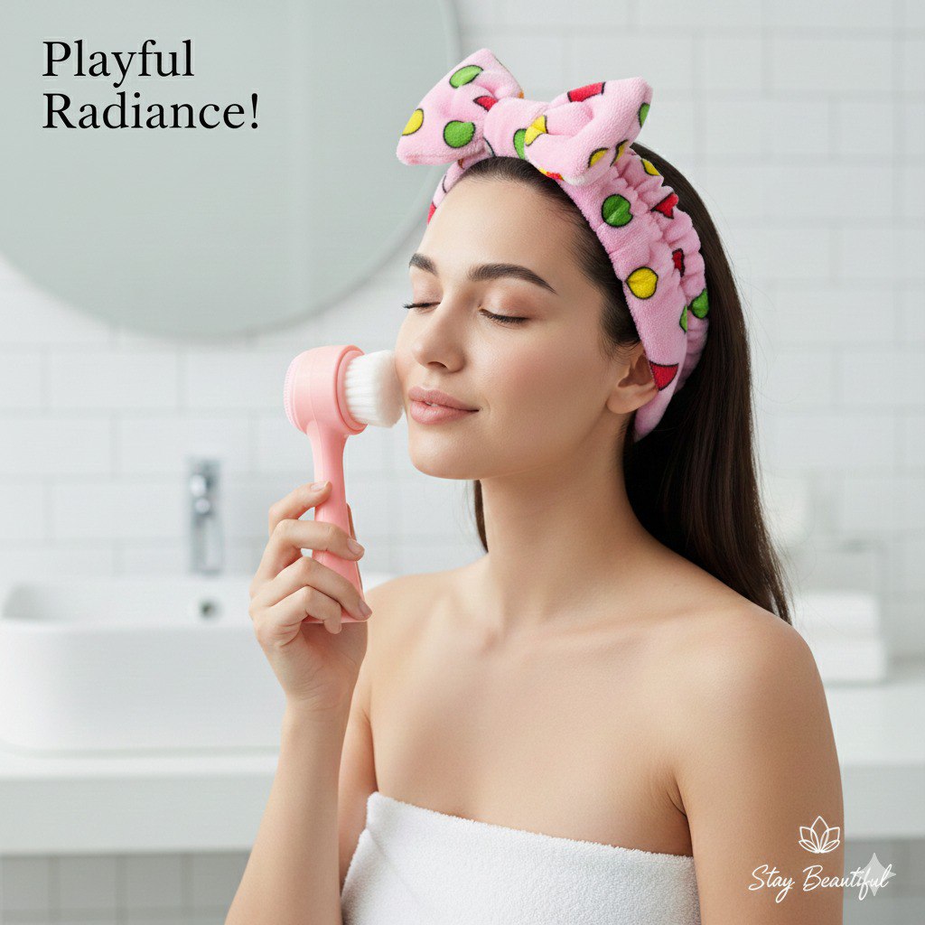 KIT DE CUIDADO FACIAL, DIADEMA ELASTICA Y CEPILLO PARA SKIN CARE LEMON BEAUTY