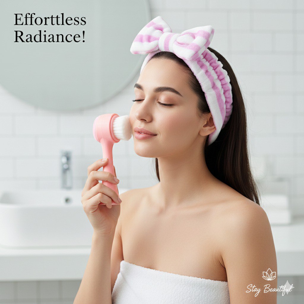 KIT DE CUIDADO FACIAL, DIADEMA ELASTICA Y CEPILLO PARA SKIN CARE LEMON BEAUTY