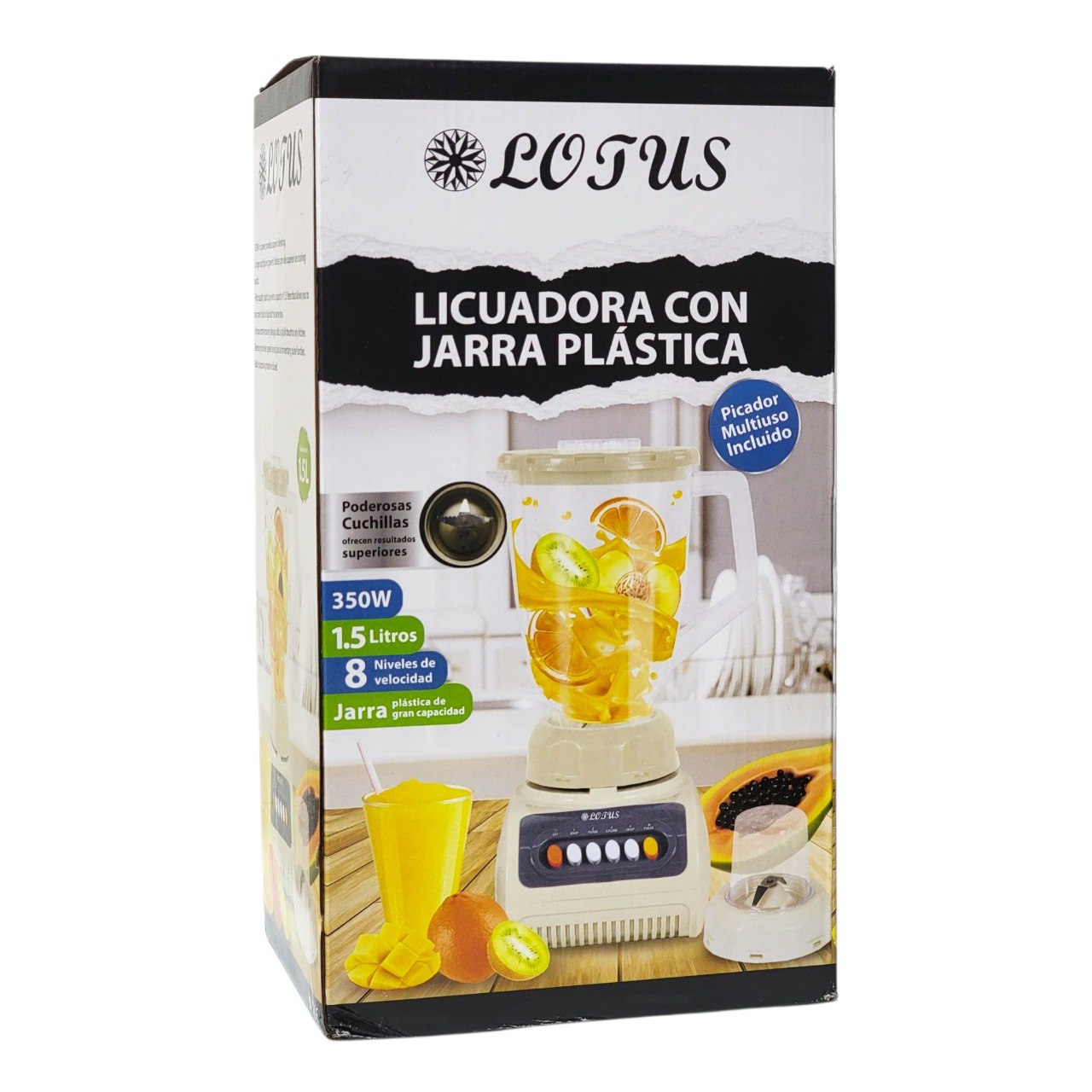 MAQUINA LICUADORA CON JARRA PLASTICA LOTUS 1.5L