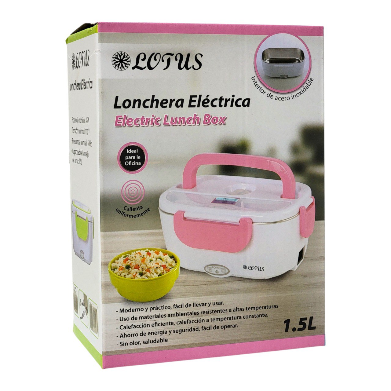 LONCHERA ELECTRICA DE ACERO INOXIDABLE LOTUS 11X16X23CM