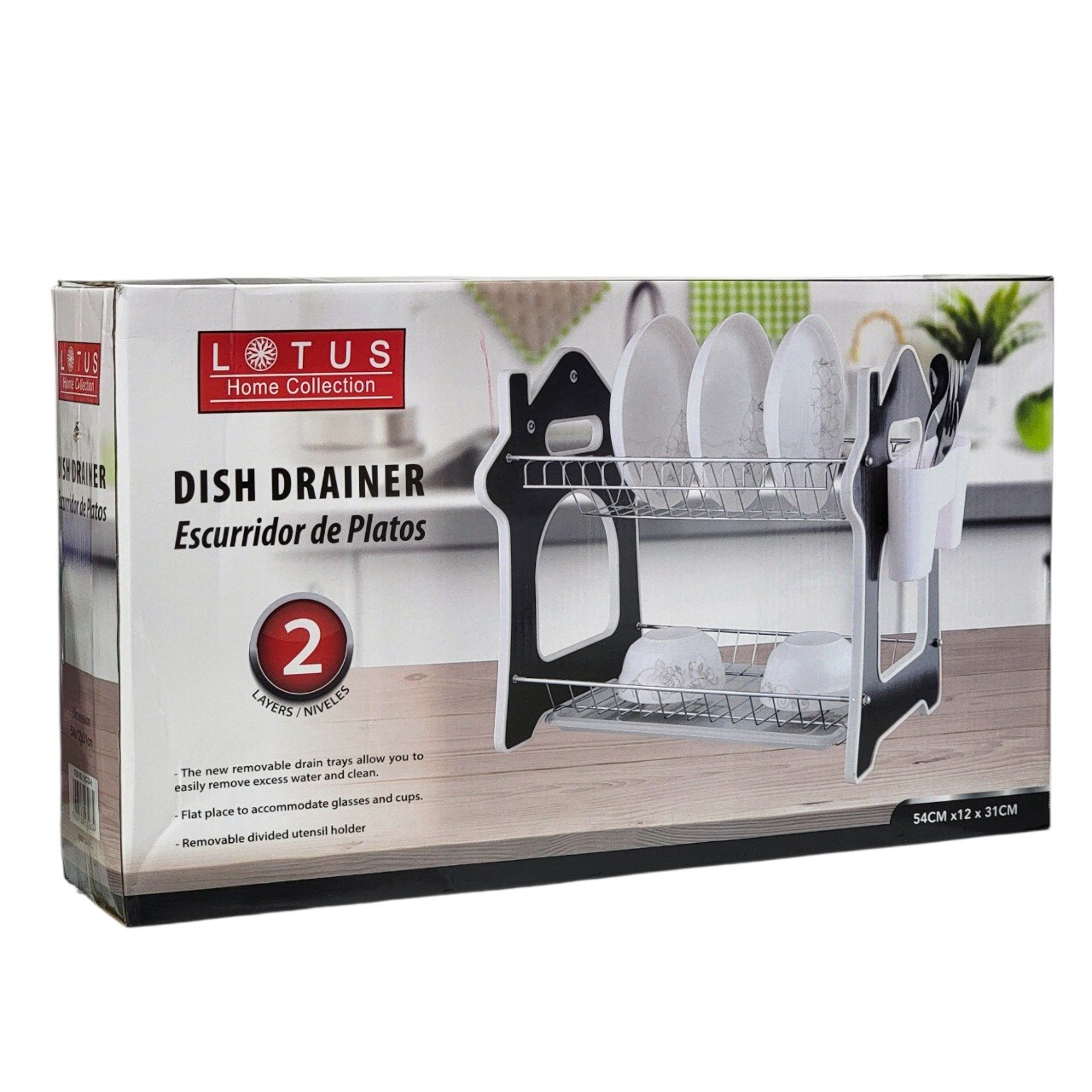 ESTANTE ORGANIZADOR Y ESCURRIDOR DE COCINA DE 2 NIVELES LOTUS HOME COLLECTION 54X12X31CM