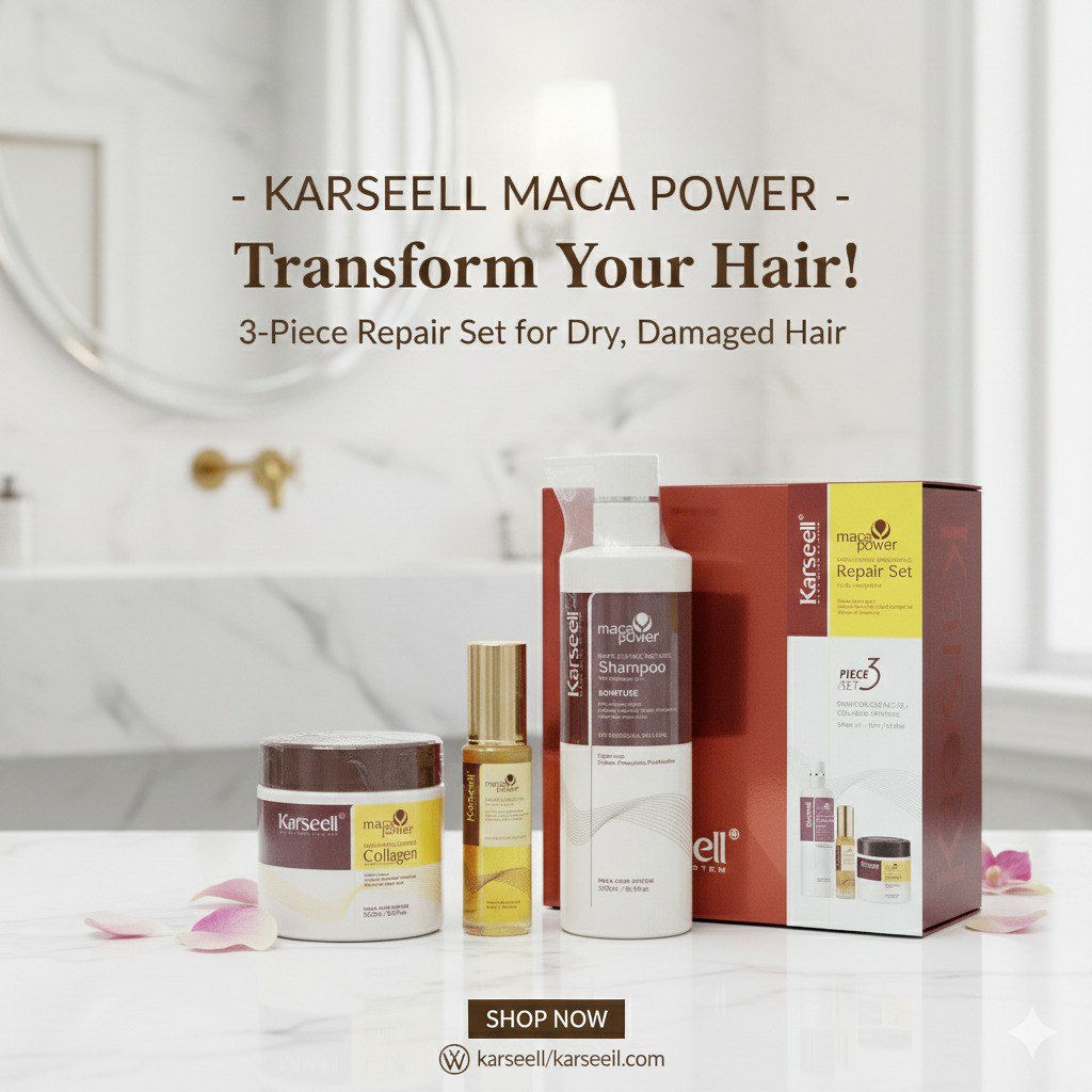SET DE CUIDADO PARA EL CABELLO REPARADOR CON ESENCIA DE MACA 3PCS KARSEELL