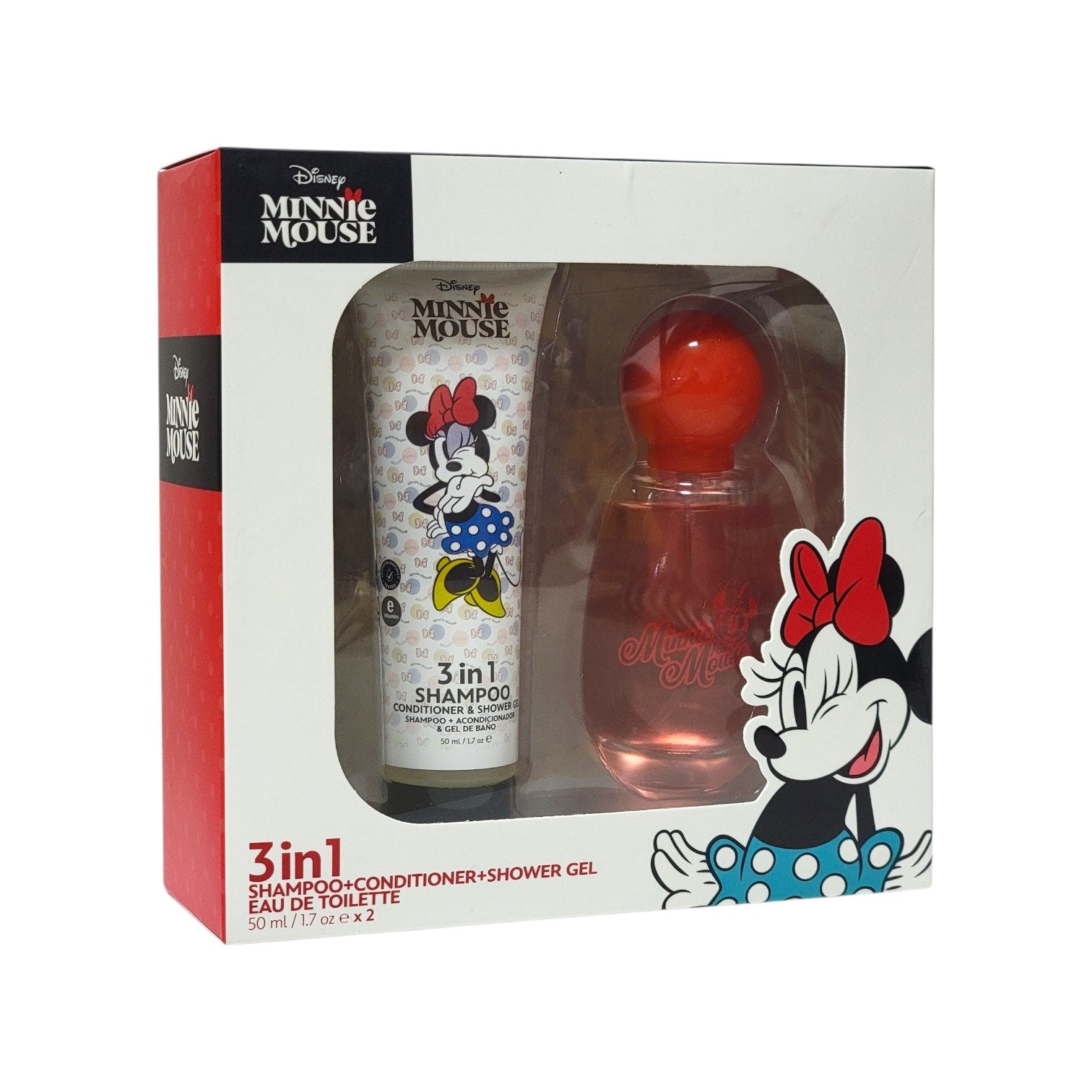 SET DE SHAMPOO 3 EN 1 Y PERFUME DE NIÑA MINNIE MOUSE  EDT 50ML X 2PCS (M)