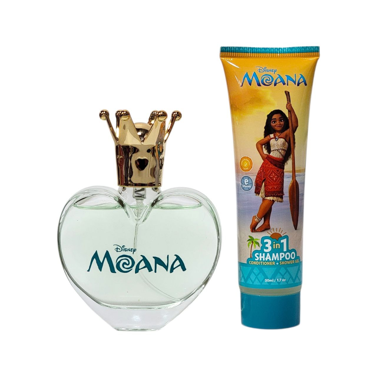 SET DE SHAMPOO 3 EN 1 Y PERFUME DE NIÑA PRINCESA MOANA EDT 50ML X 2PCS (M)
