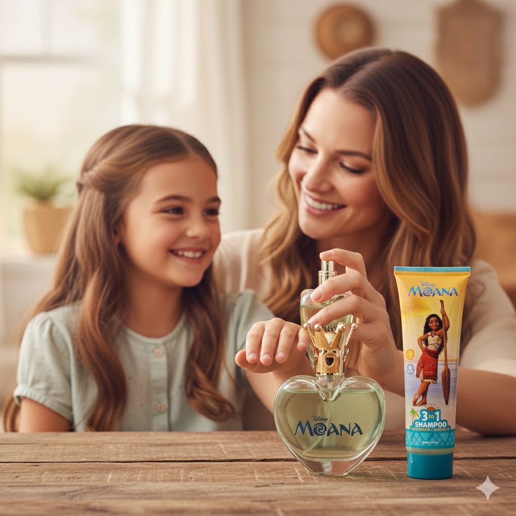 SET DE SHAMPOO 3 EN 1 Y PERFUME DE NIÑA PRINCESA MOANA EDT 50ML X 2PCS (M)