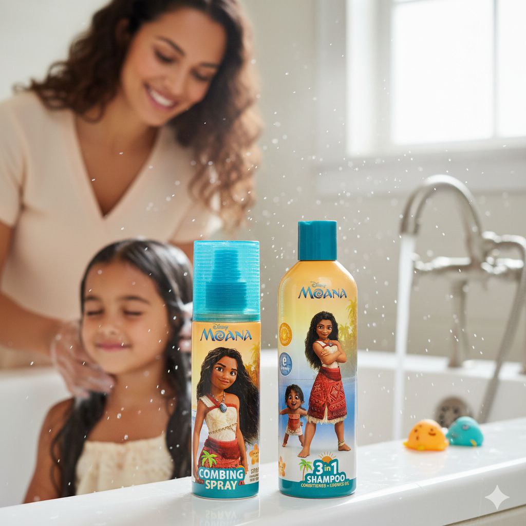 SET DE SHAMPOO 3 EN 1 Y SPRAY DESENREDADOR MOANA 300ML + 150ML